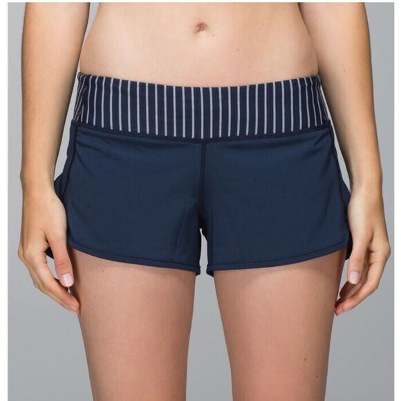 Lululemon Run Speed Short 4-way Stretch Stripe Inkwell Heathered Slate Size 8 - Picture 1 of 7